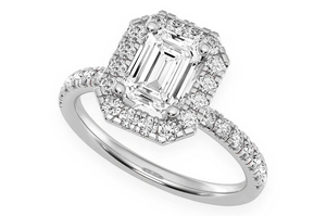 Solid White Gold Emerald Cut Halo Diamond <b>Ring</b> - <b>Engagement</b> <b>Ring</b> GRA Certified Moissanite Diamond Luxury Wedding <b>Ring</b> For Him - Product Image 2