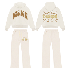 Ensemble de survêtement personnalisé pour femme : sweat à capuche zippé et pantalon, logo imprimé, streetwear décontracté, tenue de sport, jogging confortable, deux pièces - Product Image 3