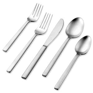 Ensemble de couverts sans danger pour les aliments en acier inoxydable poli mat à poignée plate rectangulaire plate pour table ayant cinq pièces - Product Image 1