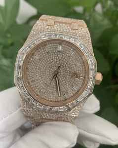 Custom Handcrafted Men's Hip Hop <b>Watches</b> VVS1 Moissanite Diamond & Stainless Steel Belt Automatic Analog Dial Display - Product Image 3