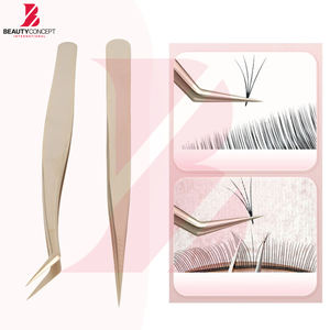 Ensemble de 2 pinces à cils de haute qualité, poignée confortable, en acier inoxydable, pointe en fibre, pour extensions de cils - Product Image 4