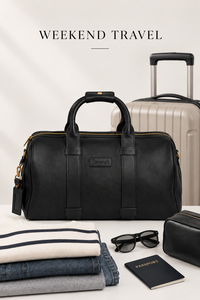 Sac de voyage en cuir véritable noir grande capacité, imperméable, pour la gym, les week-ends, les voyages d'une nuit, avec fermeture éclair et bandoulière - Product Image 5
