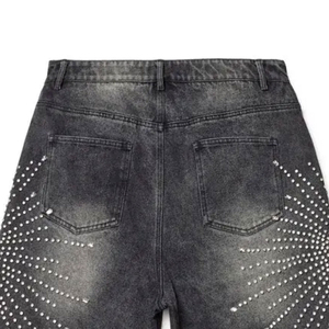 Nouvelle mode OEM à prix abordable pour hommes : Short en toile uni avec strass, style urbain, écologique, respirant, logo/couleurs personnalisables, haute qualité - Product Image 6