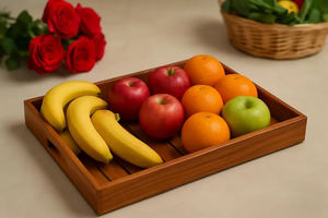 Factory Wholesale Classic Polished Wood Kitchen Storage Tray Rectangle Shape Single Tier Dishwasher Safe - Product Image 4