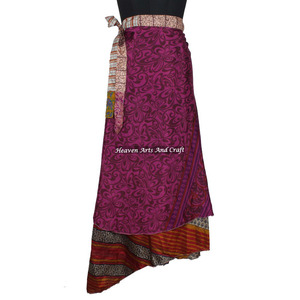 Falda Larga Envolvente Reversible de 2 Capas para Adultos, Estilo Sari de Seda Mágica, Bohemio - Product Image 5