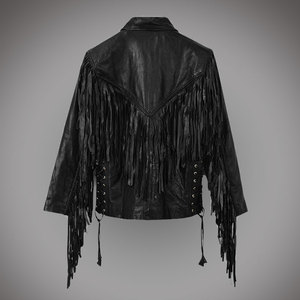 Women Custom Fringe <b>Suede</b> <b>Jacket</b> Western Boho Leather Tassel Coat Fashion Outerwear Motorcycle <b>Biker</b> Wholesale OEM - Product Image 4