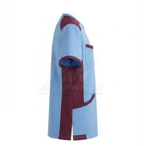 Tenue médicale d'hôpital : Blouse à col rond à manches courtes, uniforme professionnel pour le personnel infirmier, clinique et de laboratoire - Product Image 5