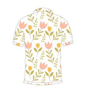 Polo con estampado floral de tulipanes para hombre, informal, de manga corta, de verano, con estampado de flores en tonos pastel, color blanco - Product Image 5