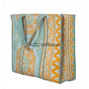 Sac fourre-tout matelassé à rayures en coton 100 % écologique, grand format, doux et rembourré, réutilisable, pour usage quotidien, voyage, shopping, cadeaux - Product Image 1