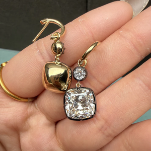 14K Yellow Gold Cushion Cut Lab Grown Diamond Hoop Earrings 5.0 CT Each <b>Large</b> Statement Diamond Hoops Luxury Bridal Jewelry <b>Gift</b> - Product Image 4