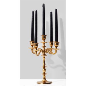 Wholesale Luxury Gold Metal 5-Arm Candelabra <b>Tall</b> Wedding <b>Table</b> Centerpiece Vintage Pillar Candle Holder Home Decor Hospitality - Product Image 1