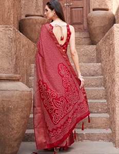 Sari KV Tradicional Listo para Usar, de Mezcla de Algodón Teñido, Sin Arrugas, para Fiestas y Uso Diario, con Blusa Sin Coser - Product Image 6