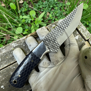 Cuchillo de caza Cowboy Bull Cutter de hoja fija para supervivencia al aire libre, acero raspado de grado industrial, 3 años de garantía, empuñaduras de resina acrílica - Product Image 5