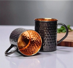 Craftsy Home – Nouvelle tasse Moscow Mule en cuivre pur martelé, artisanale, de luxe moderne, durable et de grande capacité, avec poignée - Product Image 2