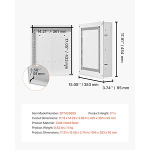 Kit Scatola di Gestione Cavi da Incasso a Parete da 17 Pollici, Contenitore Strutturato per Cavi e Accessori Multimediale con Accessori per la Gestione dei Cavi - Product Image 4