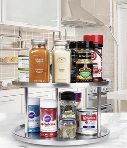 Single Tier Metal <b>Rotating</b> <b>Storage</b> <b>Rack</b> for Workshop Spice Condiment Organization 360 Degree Swivel Standing Type Industrial - Product Image 3