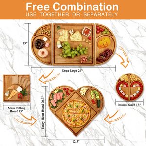 Planche à fromage en bois, cadeau, carrée, ronde et en forme de cœur, plateau de service pour charcuterie, pour l'inauguration de la maison, décoration de Noël - Product Image 6