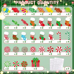 76 Pezzi Decorazioni Natalizie per Bacheca, Decorazioni Natalizie da Parete per Aula, Ritagli a Forma di Calza di Babbo Natale, Ritagli a Forma di Caramella, Decorazioni Natalizie - Product Image 1