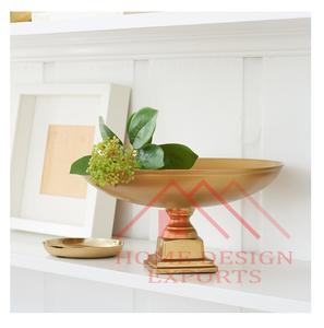 Base de piédestal en forme de service pour fruits et salade bol de riz en laiton fini antique bol de finition d'or brut de luxe avec rond - Product Image 5