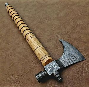 Hand Forged Damascus Steel Smoking Pipe Hatchet Wooden <b>Handle</b> Outdoor Camping Survival <b>Axe</b> Pipe OEM ODM Custom - Product Image 2