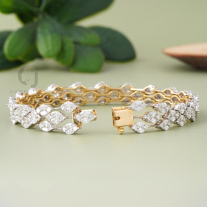 Lab Grown 5.71ct Marquise Princess Diamond 14KT Two Tone Gold Wide Tennis <b>Bracelet</b> Bold Shine Wedding Anniversary <b>Silver</b> Color - Product Image 4