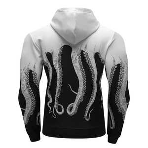 Sweat-shirt à capuche pour homme, imprimé pieuvre, coupe classique, décontracté, respirant, en polyester tricoté, pour l'automne - Product Image 2