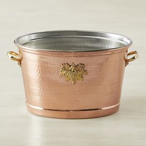 Large Pure Copper Hammered Wine Cooler Tub Handmade Luxury <b>Beverage</b> Ice Bucket for Champagne <b>Serving</b> and Decoration - Product Image 2