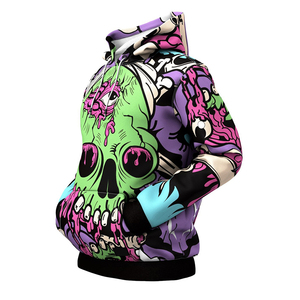 Sudadera con Capucha Sublimada Topográfica Negra de Algodón Tejido y Forro Polar Transpirable Ecológica de Corte Regular Casual para Hombre, Estilo Urbano de Otoño - Product Image 6
