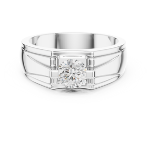 Anillo de compromiso Art Deco con diamante moissanita de corte redondo, piedra central chapada en oro amarillo, acero inoxidable, joyería fina, regalo - Product Image 1