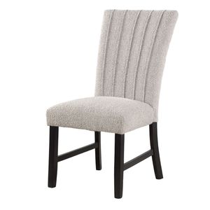 Set di 2 Sedie da Pranzo Contemporanee in Tessuto Bouclé Grigio con Gambe in Legno Nero, Stile Unico e Moderno - Product Image 6