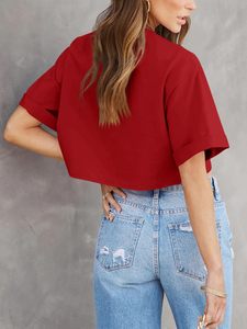 T-shirt court pour femme, protection solaire, matière coton polyester respirante, anti-transpiration, écologique, sans couture - Product Image 2