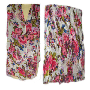 Elegante bufanda de algodón con estampado floral para mujer – Ligera, suave, transpirable y con estilo, accesorio de moda para el día a día para todas las estaciones - Product Image 1