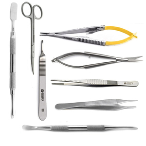 Kit d'instruments microchirurgicaux dentaires Castroviejo : porte-aiguilles, ciseaux, pinces, élévateurs en acier inoxydable, manuel - Product Image 1