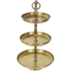 Support à deux niveaux en laiton gravé traditionnel pour la décoration de maisons, hôtels et restaurants du Moyen-Orient et d'Europe - Product Image 1