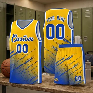 Ensemble de maillots de basket-ball personnalisés, polyester respirant à séchage rapide, uniforme d'équipe, nom et numéro imprimés, kit sportif - Product Image 4