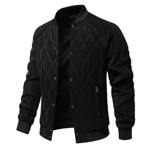 Mens Patchwork Standard Thickness <b>Fleece</b> <b>Lined</b> Reversible Eco-Friendly Windproof Baseball Quilted <b>Jacket</b> Winter Warm Outwear - Product Image 5