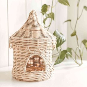 เต็นท์ละครสัตว์หวายสำหรับเด็กเล่นและตกแต่งห้อง บ้านของเล่นทำมือจากเส้นใยธรรมชาติ - Product Image 6