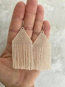 Geometric Beaded <b>Drop</b> Earrings Women's Bohemia Style Crystal Rhinestone Fashion Jewelry Party Accessories Light Blue Beige Pink - Product Image 4