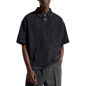 Men's Polo <b>Shirts</b> Short Sleeve Cotton Acid Washed Oversized <b>T</b> <b>Shirts</b> Baggy Vintage <b>Collared</b> Polo <b>Shirts</b> - Product Image 1