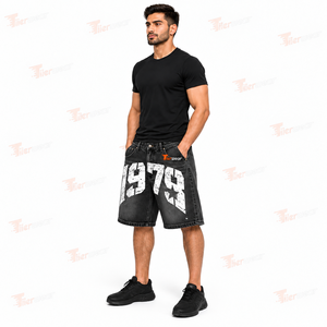 <b>Mens</b> Denim <b>Shorts</b> <b>Black</b> Denim premium <b>black</b> denim fabric Casual <b>Short</b> Pants modern street fit for <b>black</b> streetwear casual <b>Shorts</b> - Product Image 2