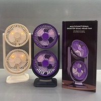 Ventilateur de circulation de bureau à double tête avec angle réglable, flux d'air puissant et rechargeable par USB, idéal pour le bureau et les voyages
