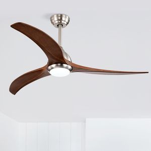 Ventilatore da soffitto con pale in legno massello da 52 pollici, luce e telecomando, motore silenzioso reversibile a 6 velocità, stesso SKU W1592P176970 - Product Image 2