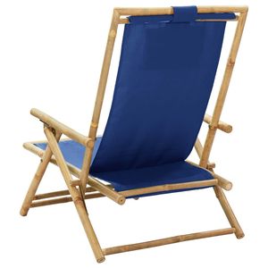 Design rilassante sedia da giardino reclinabile in bambù e tessuto blu Navy - Product Image 5
