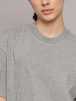 Ensemble deux pièces en coton gris pour femme, manches courtes, col rond, coupe classique, décontracté, hauts d'été, shorts au-dessus du genou, streetwear, éco-responsable