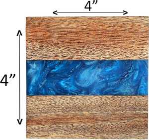 Modern Square Wood <b>Coaster</b> Resin Inlay Non-Slip Chemical Finish 10mm Thick >600mm Diameter Indoor Tableware Pads Skill Artisan - Product Image 1