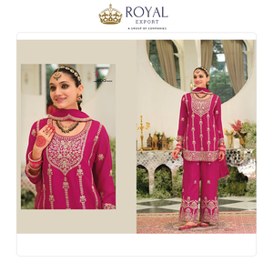 Bollywood Style Clothing <b>Top</b> Notch Quality Unique Style Chinnon Silk with Beautiful Embroidery Work Pakistani Suit for Sale - Product Image 4