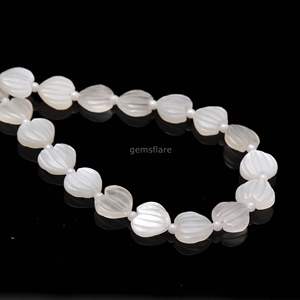 Perles en Pierre de Lune Blanche Naturelle Sculptées en Forme de Cœur, Perles de Pierres Précieuses Artisanales pour la Fabrication de Bijoux, 10 à 11 MM, 8 Pouces, par le Fabricant - Product Image 3