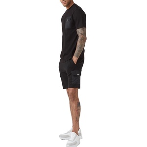 Polyester/Cotton Men's Summer Sportswear 2-Piece T-Shirt & Shorts <b>Set</b> Quick Dry Breathable High Street Style - Product Image 3