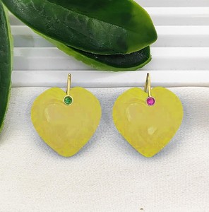 Colgante de Calcedonia Amarilla de 20mm con Forma de Corazón - Proveedor de Joyería con Dije de Corazón Chapado en Oro - Product Image 1