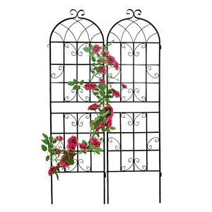 Set di 2 tralicci da giardino in PVC e metallo antiruggine, 180 cm x 50 cm, altezza 90 cm, per piante rampicanti, supporto per fiori da esterno, decorazione paesaggistica - Product Image 1